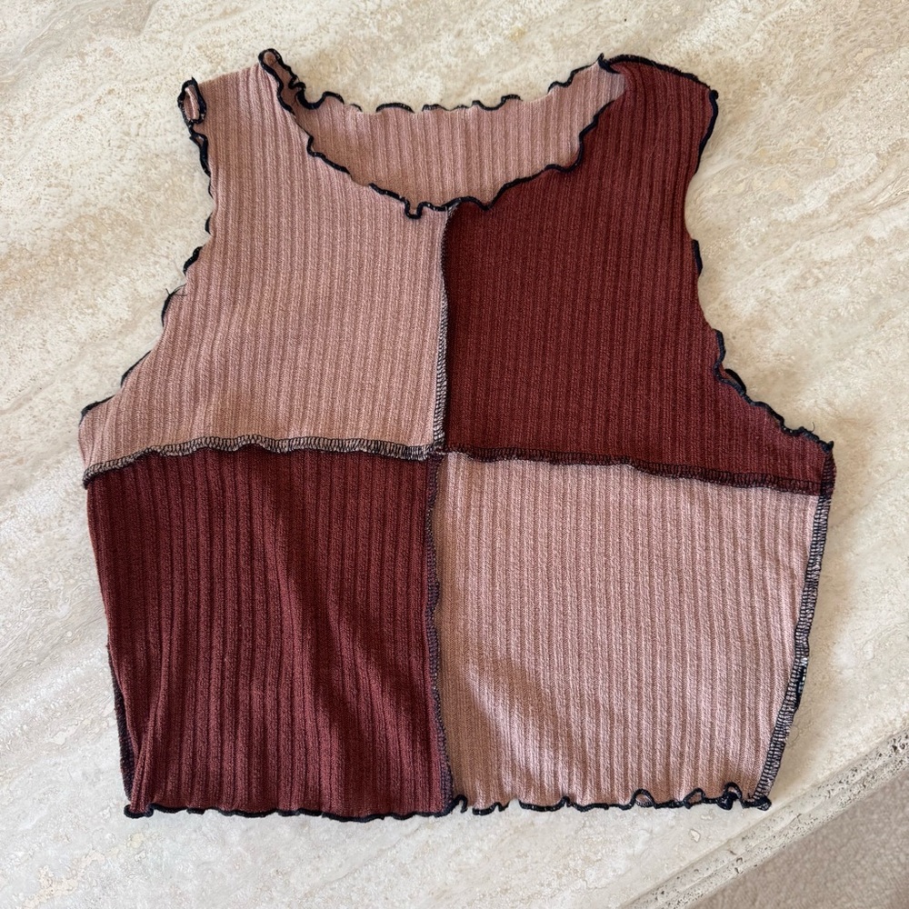 SHEIN Two-Tone Ribbed Tank Top